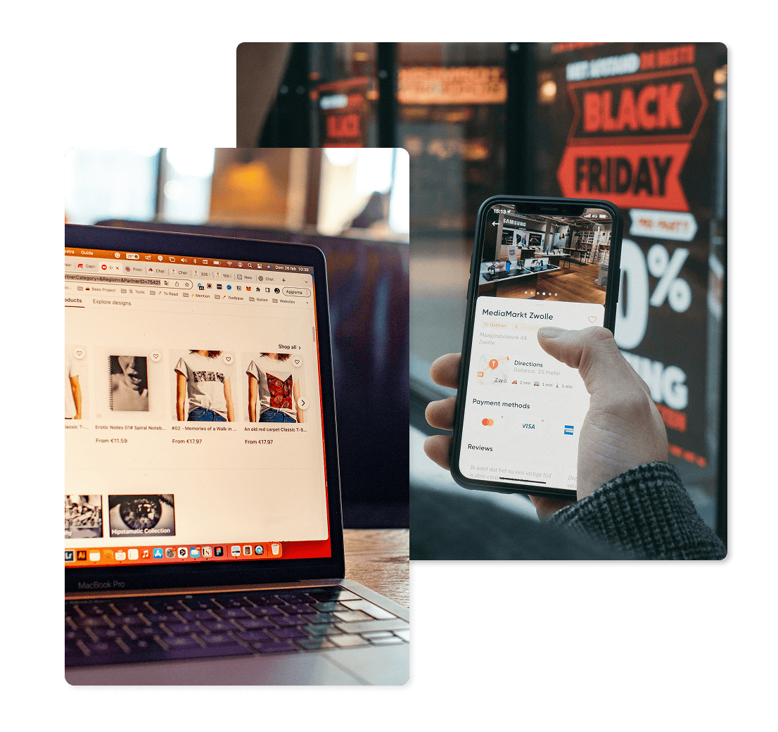Illustration de deux appareils numériques montrant des interfaces utilisateur